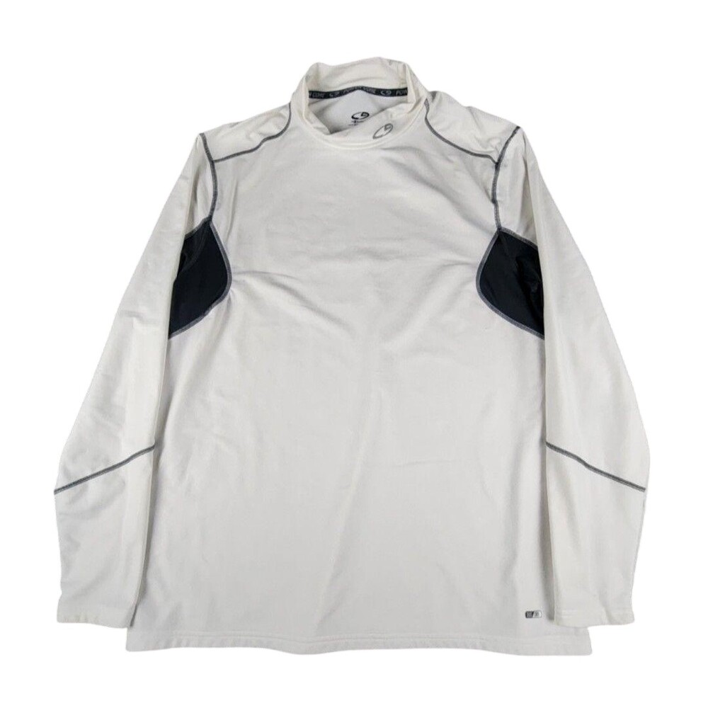 C9 By Champion Shirt XL White Duo Dry Mock Neck Long Sleeve Fitted Thermal Flaws